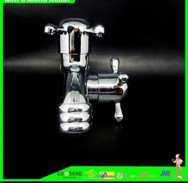 Kran engkol Cabang Putar Double 2 Lubang stainless steel