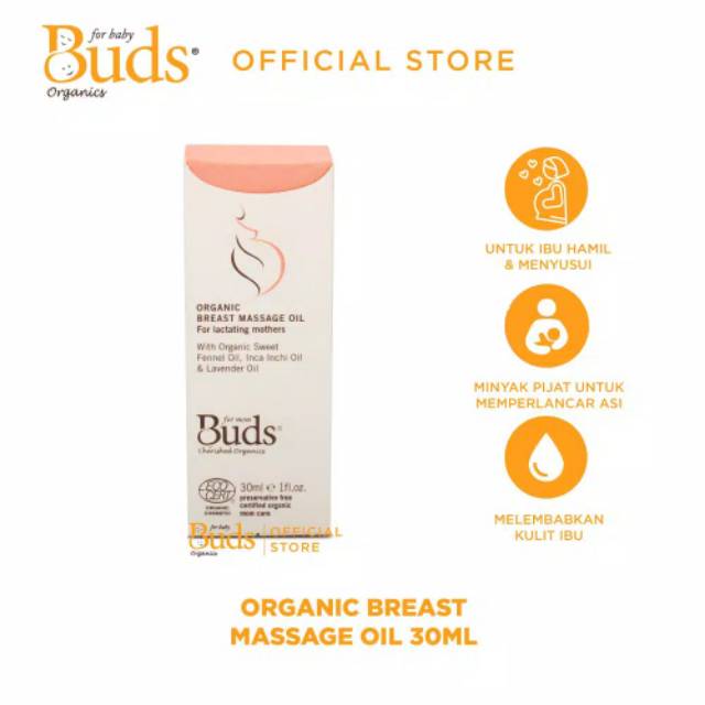 Buds Organics BCO - Organic Breast Massage Oil 30ml - Minyak Pijat Payudara