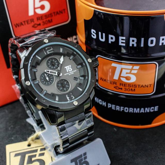 Jam T5 H 3589 original stainless chronograph free box bergaransi