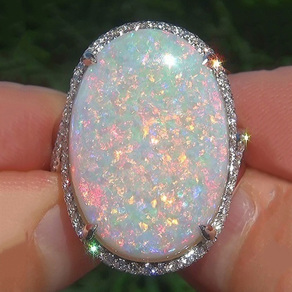 Hu Hu Hu Hu Hu Alat Bantu Pasang Kacamata♡ Cincin Wanita Hias Batu Opal Imitasi Berkilau Untuk Pernikahanpertunanganhadiah