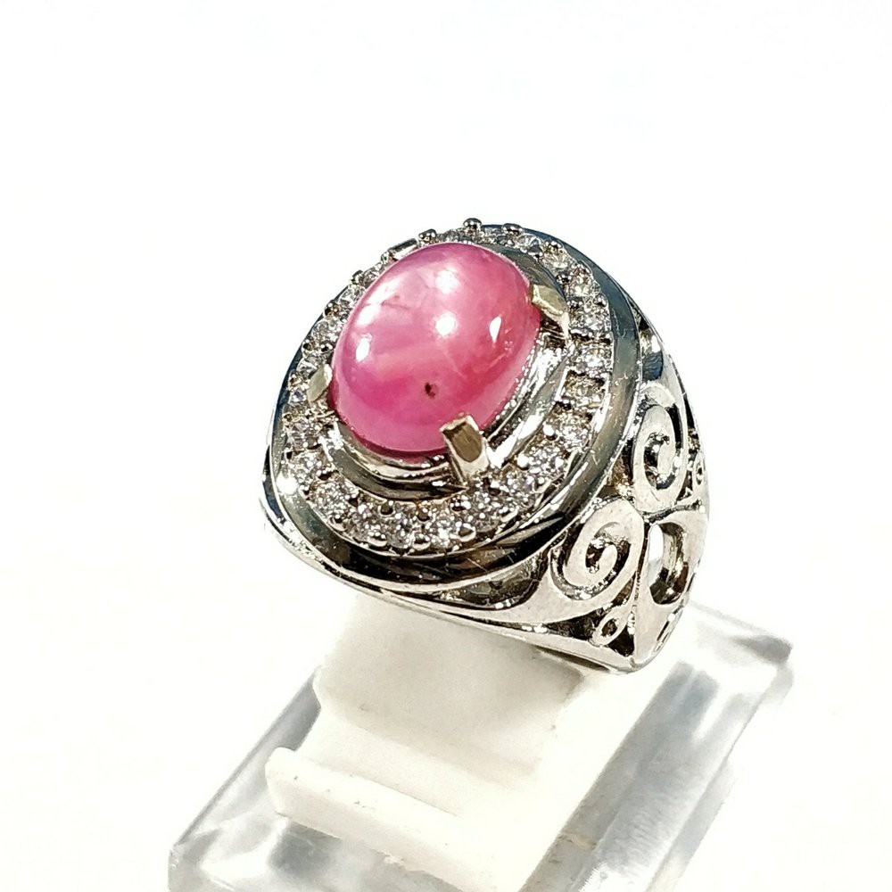 CINCIN BATU AKIK PERMATA NATURAL RUBY STAR MINIMALIS TERMURAH