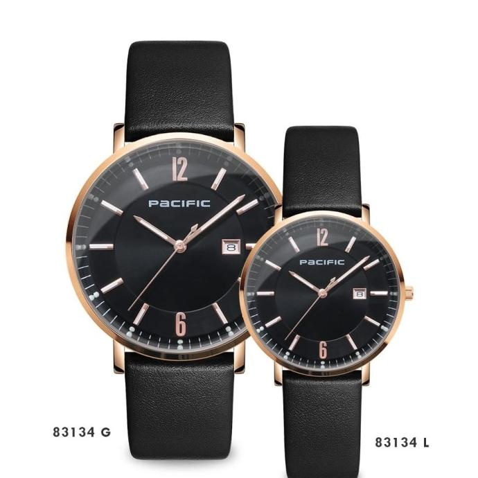Jam Tangan Couple Pacific Original Leather Kulit Coklat Muda