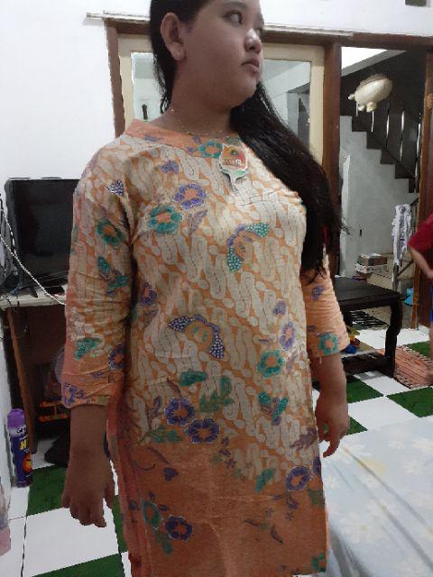 Tunik Monica Parang Soft #2 Gading Baju Batik Wanita Casual Formal Kondangan Kantoran Katun Halus