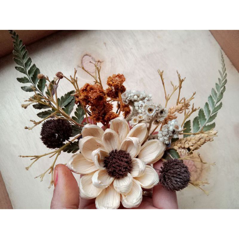 Rangkaian bunga sudut rustic / buket bunga kering / hiasan mahar