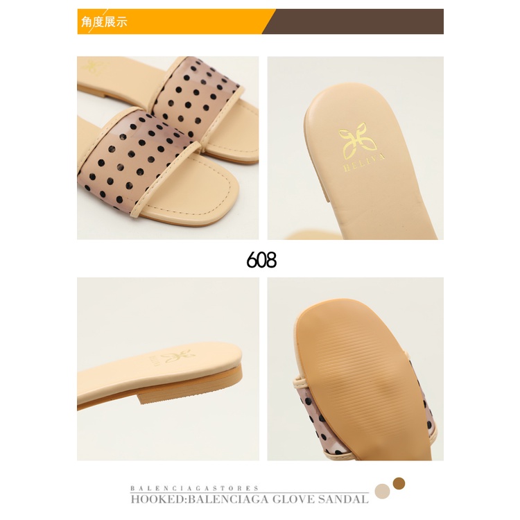 HELIVA STELLA Sandal Flat Shoes Teplek Bahan Kulit Kombi Mesh 608 Original Brand