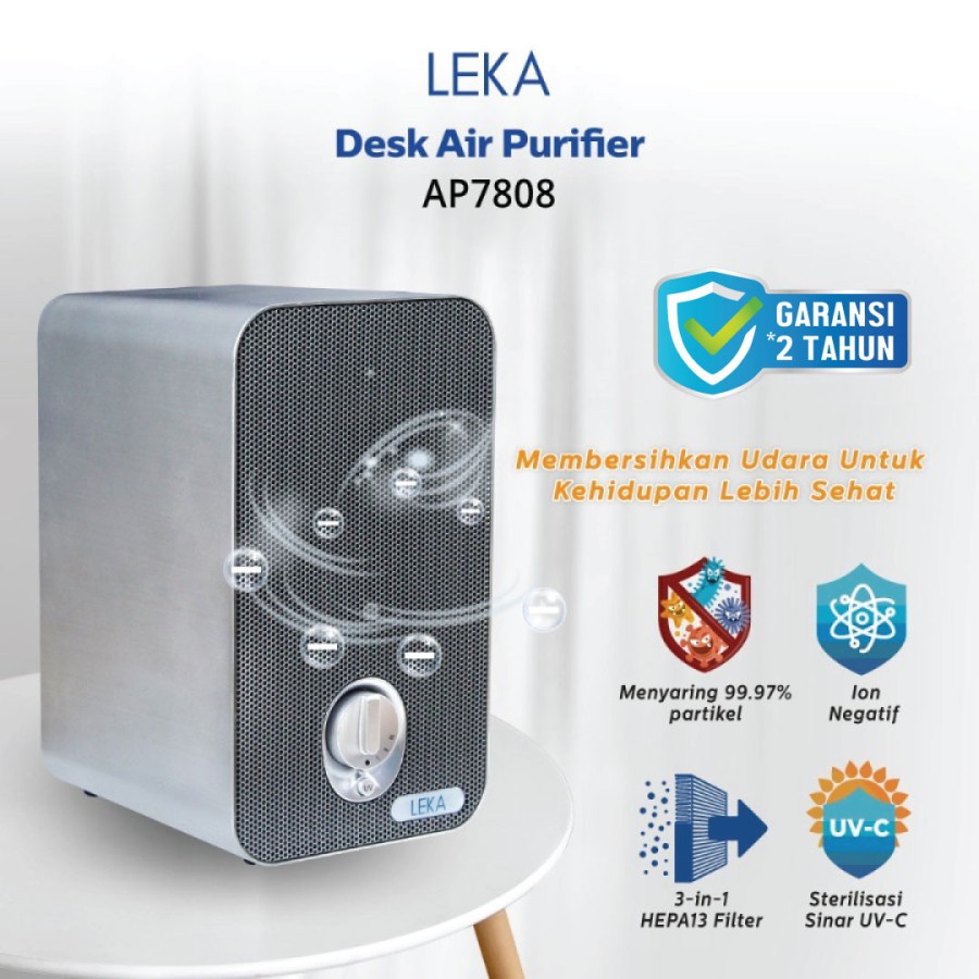 READYLEKA AP7808 Desk Air Purifier - Compact Portable HEPA13 HEPA Filter UV-C Ion Negatif UV Anion