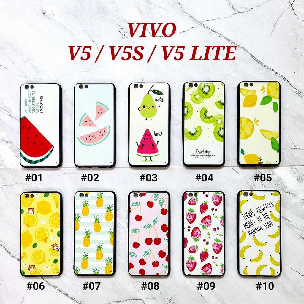 [ BUY 1 GET 1 FREE ] FFE - VIVO V5 V5S V5 LITE V7 V7 PLUS V9 Y71 Y83 | FRUIT Soft Hard Case Emboss UV Glossy