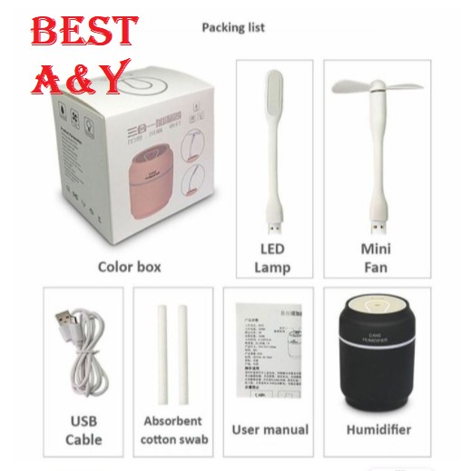 Humidifier USB Can Pelembab Udara 3in1