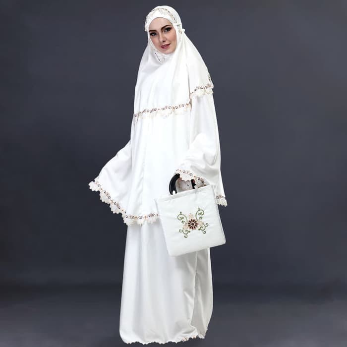 Mukena Shalat Muslimah Wanita katun putih Inficlo SLS 394 ori murah
