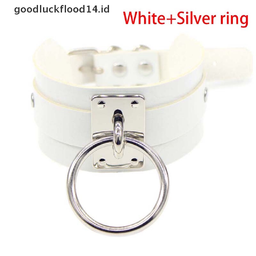 [OOID] Punk Gothic Wide PU Leather O Ring Collar Choker Necklace Women Fashion  ID