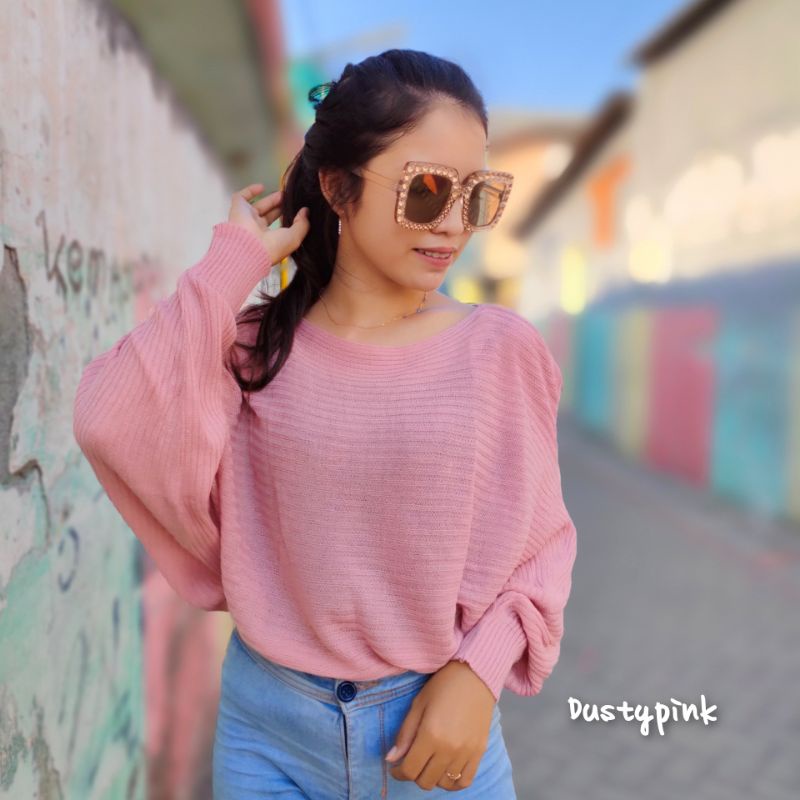 Lasperal Batwing Blouse Sweater Rajut fit to XL