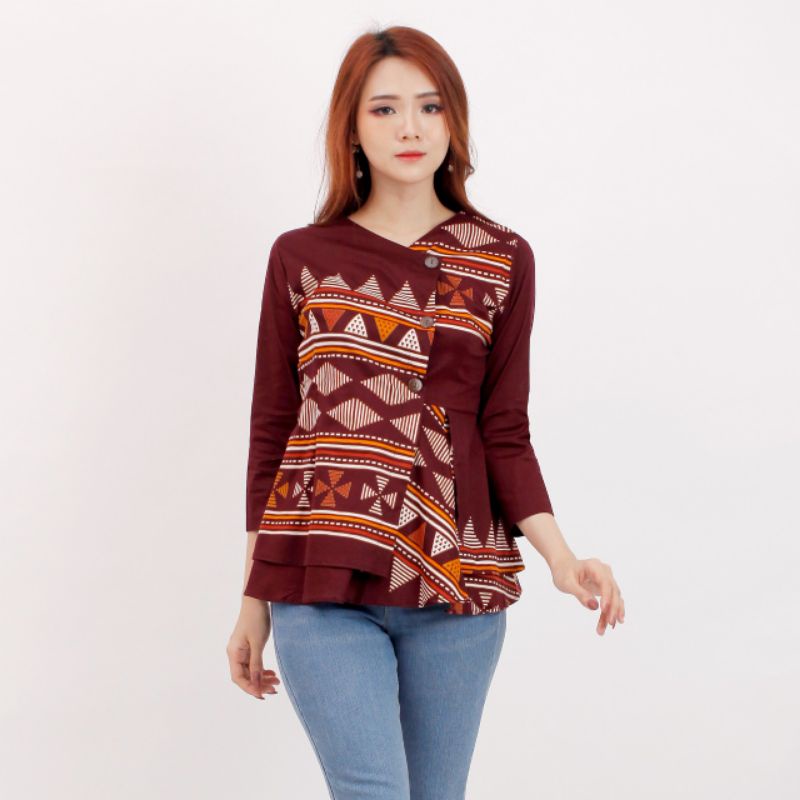 Batik wanita - Atasan blouse batik wanita fashion 184 SG-MAROON WK