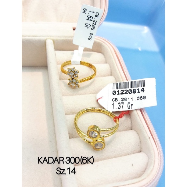 Cincin kadar 300/6karat wanita dewasa emas asli ringan