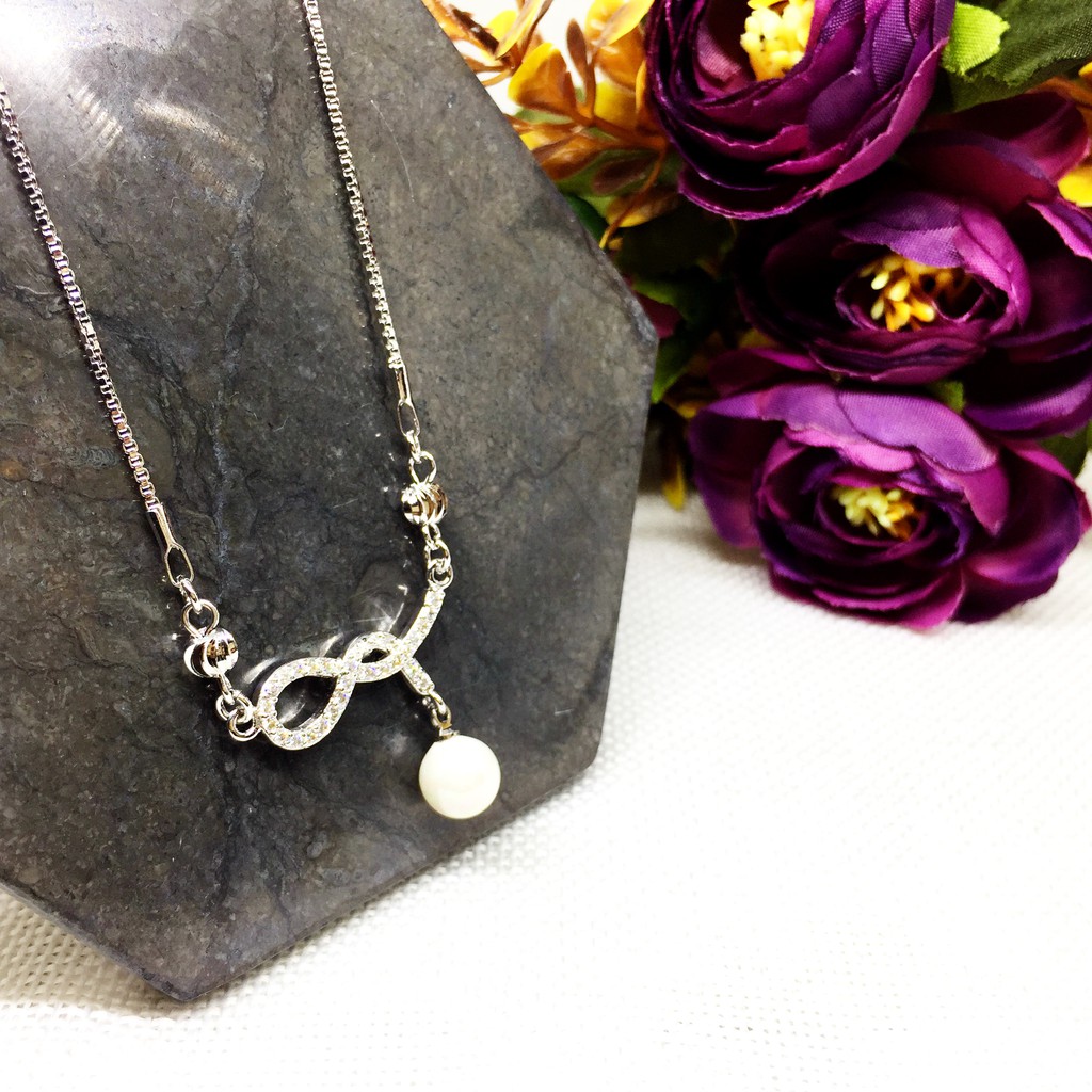 Kalung Xuping Perhiasan Emas Putih Permata Mutiara - SN0014