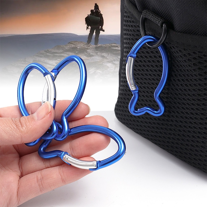 1 PC Warna Acak 6pcs Carabiner Bentuk Ikan Bahan Aluminum Alloy Untuk Panjat Tebing