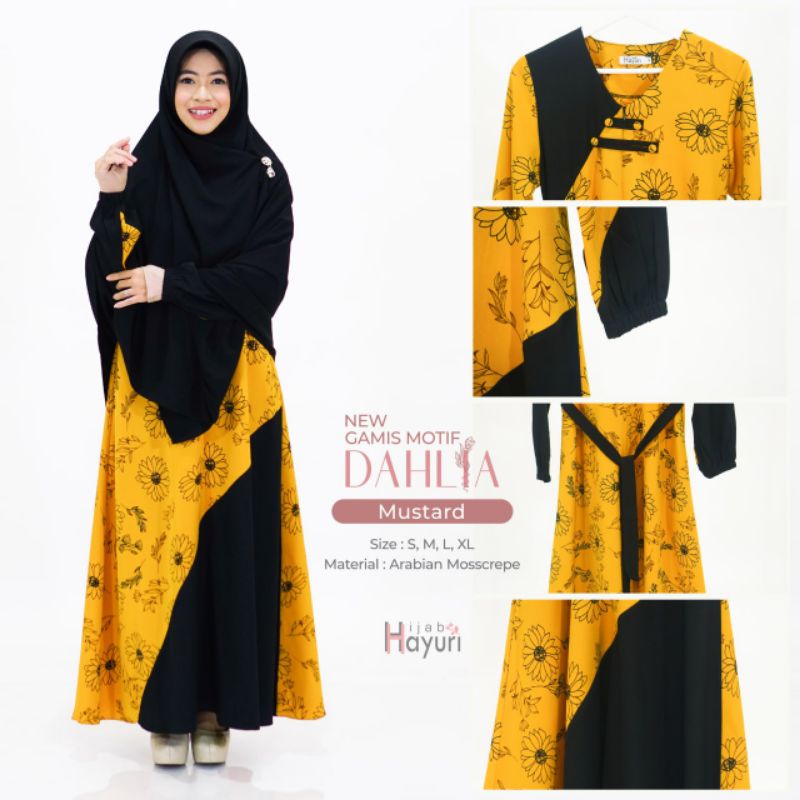 Hayuri - New Gamis Motif Dahlia