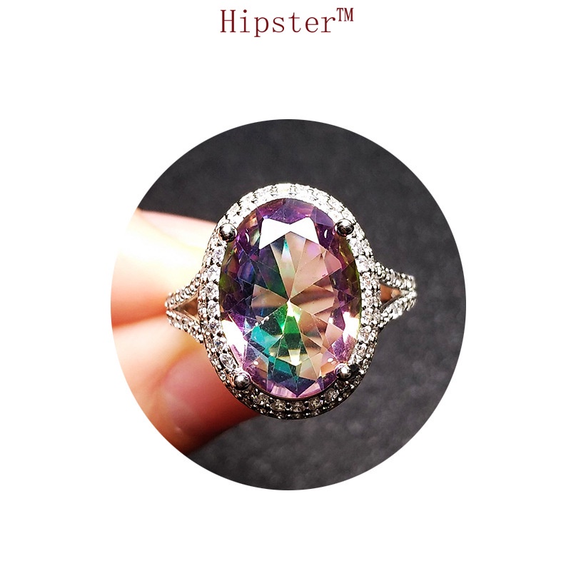 Hot Sale Fashionable Elegant Inlaid Color Rhinestone Couple Ring