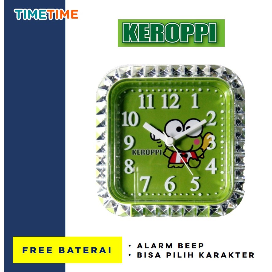 Jam Meja Weker Mickey Doraemon Keropi LUCU Bentuk Kotak Free BATERAI