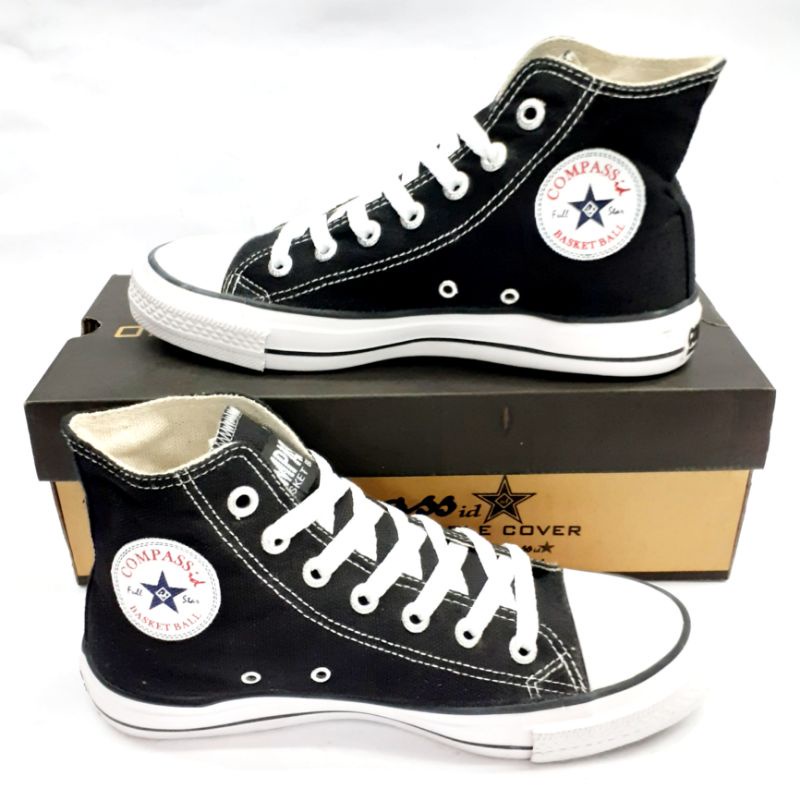 SEPATU COMPASS TINGGI HITAM PUTIH PRIA/WANITA