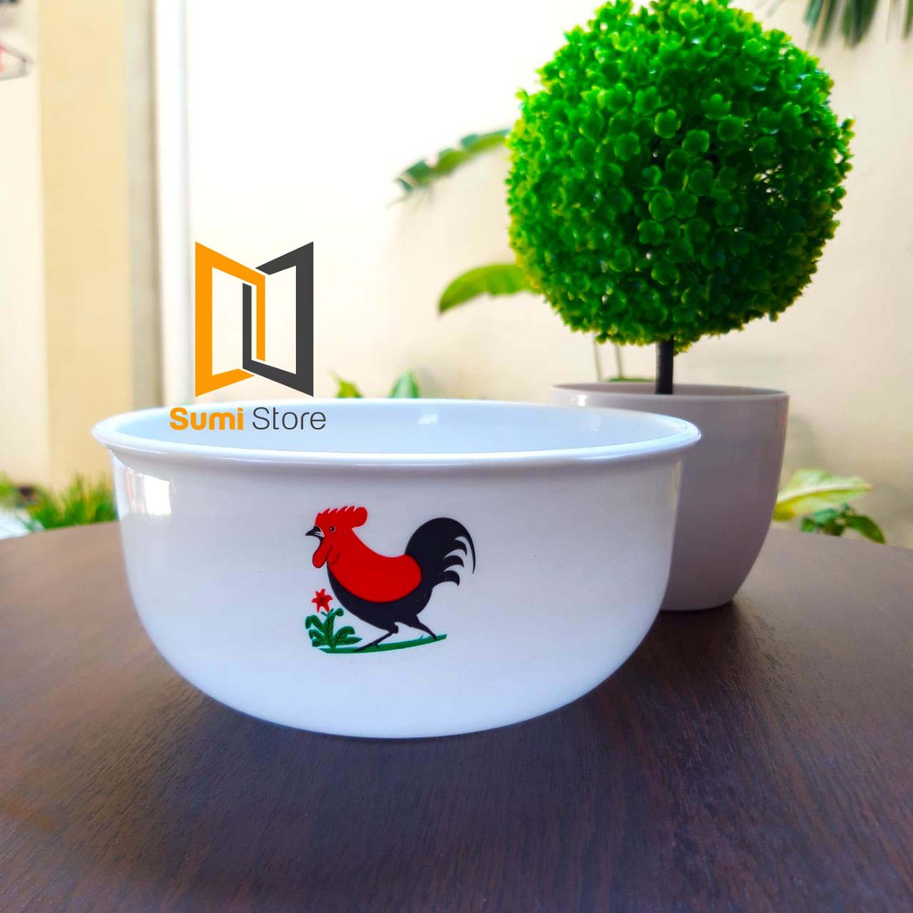 [6pcs] Mangkok Ramen Ayam Jago Plastik- Mangkok Ayam Jago Plastik Mangkok Ramen Mie Bakso Udon Besar