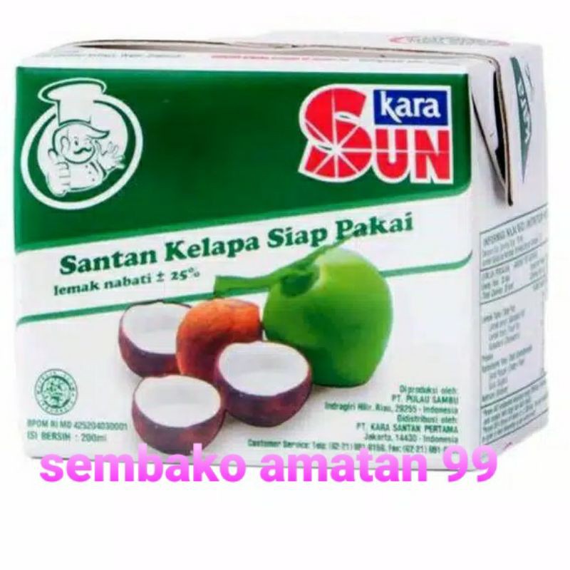 Kara / Sun Kara Santan Kelapa Siap Pakai Kemasan Kotak 200 Ml