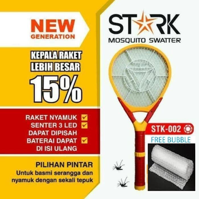 Raket Nyamuk STARK Serangga Serbaguna 3 In 1 Senter Led | BABY BAYI AMAN