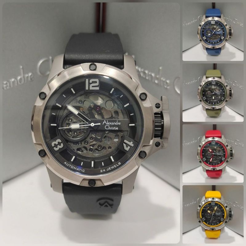 Jam Tangan Alexandre Christie Automatic AC 6295 Pria / AC6295 MA SKELETON Series Original