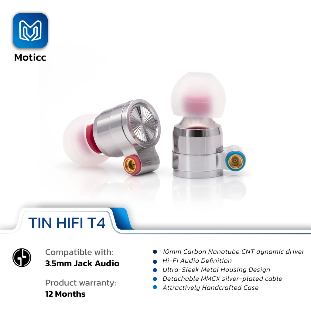 TINHIFI T4 CNT Dynamic Driver HIFI Bass In Ear Earphone MMCX TIN T4