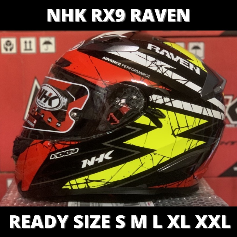Helm NHK RX9 Raven Black Red Yellow Double Visor Full Face