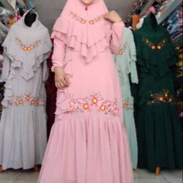 Gamis syari/gamis bordir/gamis pesta/gamis ceruty baby doll