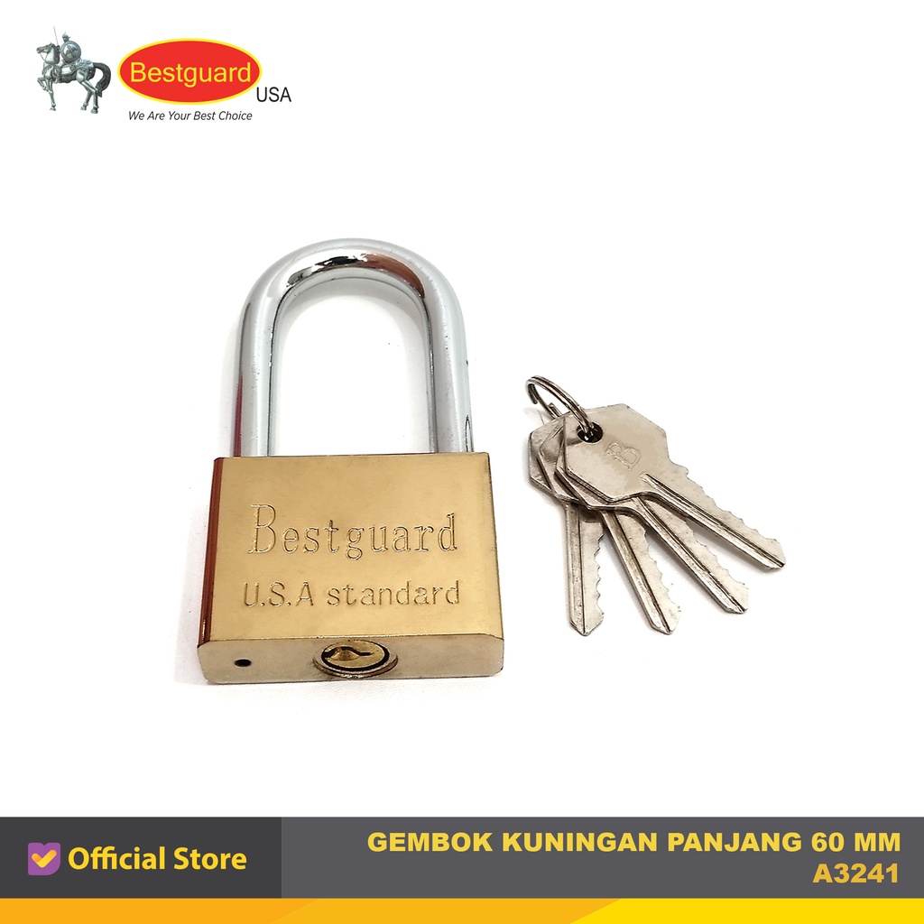 Bestguard Gembok Kuningan Panjang 60Mm