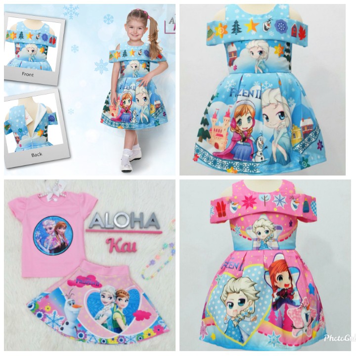 SALE  Dress Anak LED NYALA +  MUSIK LAGU SABRINA IMPORT PREMIUM Dress FROZEN - Setelan Rok FROZEN