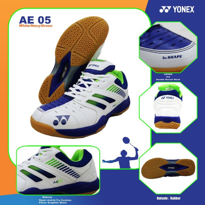 YONEX ALL ENGLAND 05 SEPATU BADMINTON ORIGINAL - WHITE NAVY 40