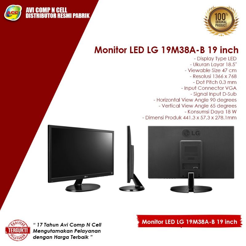Jual Promo Avicomp : Monitor LG 19inch tipe 19M38 Original Indonesia|Shopee  Indonesia