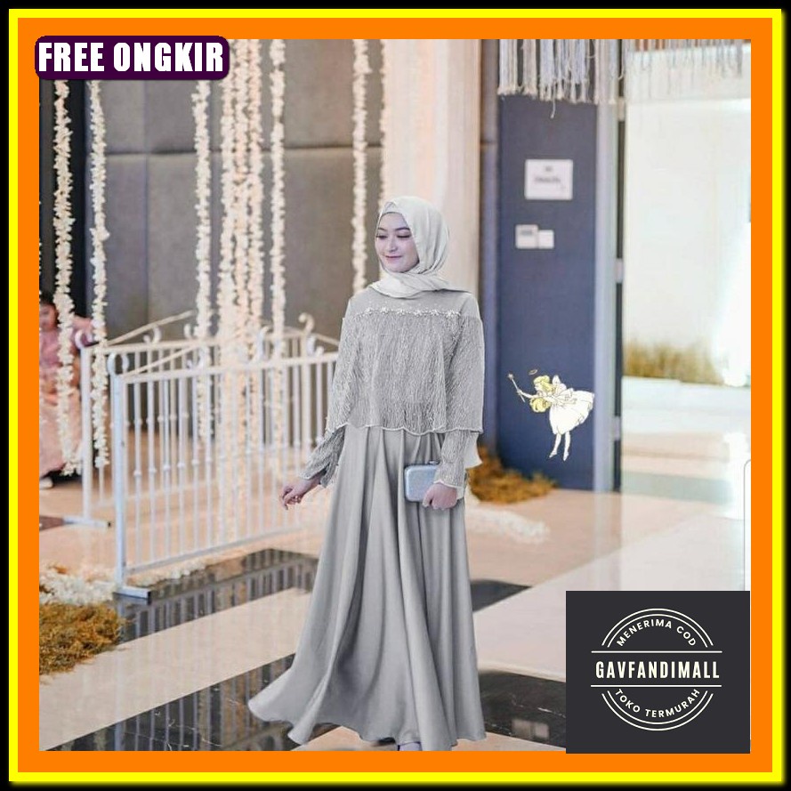 Tiara Maxy Gamis Full Tile Aplikasi Renda Gamis Kondangan Mewah Terbaru 2022 Gamis Maxy Brukat Javan