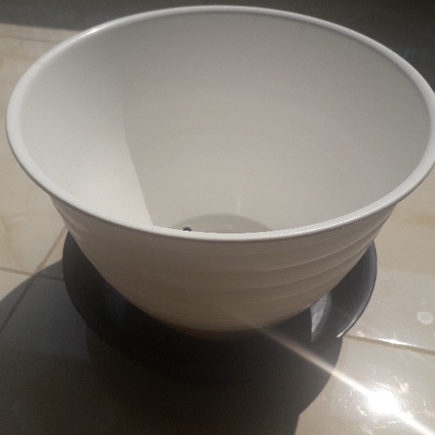 Pot Bunga Tanaman Motif Tawon Putih 24 Cm - Tawon Asli