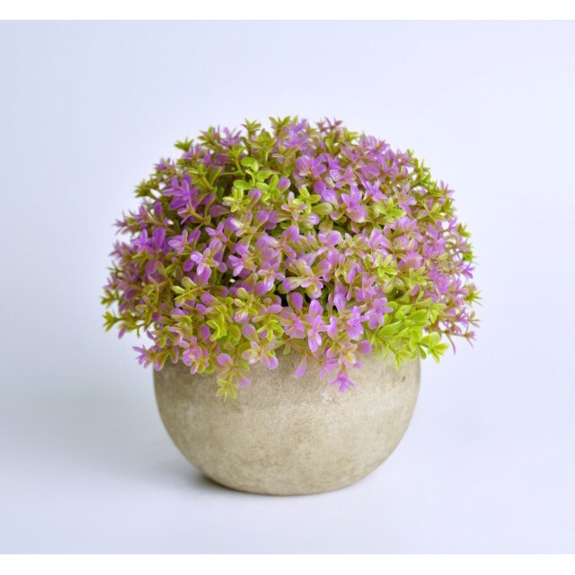 BONSAI BULAT GRASS BALL ARTIFICIAL BUNGA PLASTIK PALSU PAJANGAN DEKORASI-UNGU