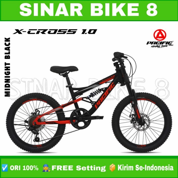 Sepeda Gunung MTB Ukuran 20 Inch X-Cross 1.0 Hi-Ten Steel ( 1 x 7 speed ban 2.50 )