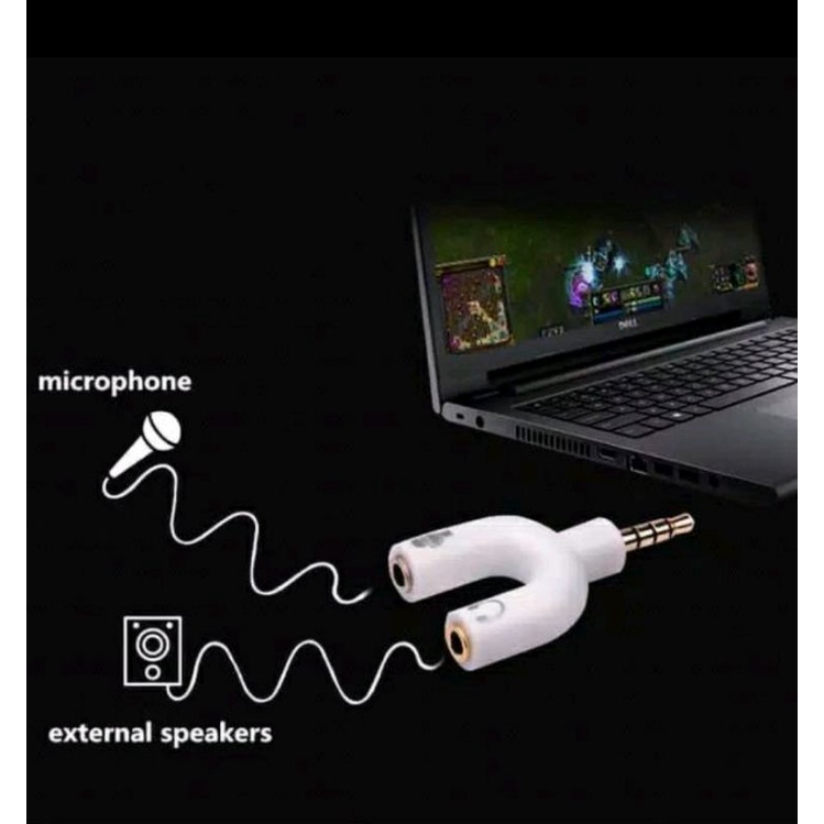 Audio Splitter u shape male to dual female Jack 3.5mm smule mic ORI