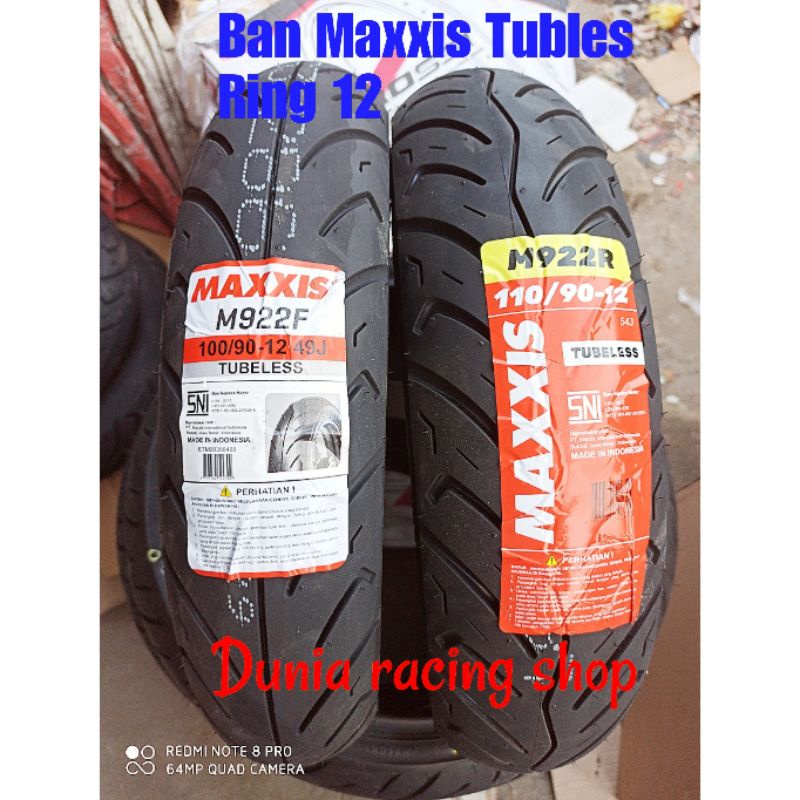 Ban Maxxis Ring 12 Ban Maxxis 100/90 12 110/90 12 Ban Scoopy donat Ban Tubles Maxxis sepasang depan belakang