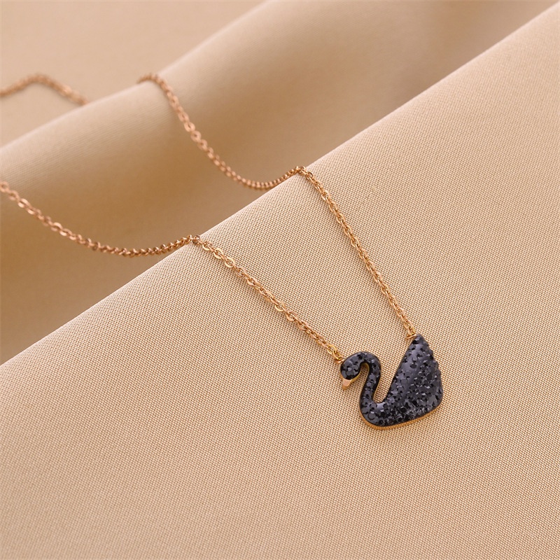 Kalung Titanium Swan Necklaces Titanium Steel Necklaces Korean Style Swan Necklace Swan Pendant Clavicle Chain Birthday Gift Women