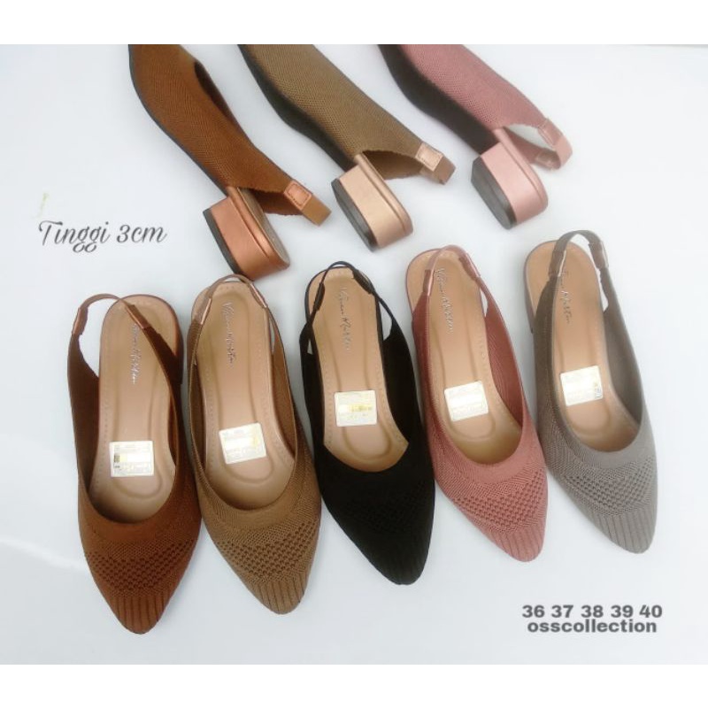 SEPATU HAK WANITA BY OSS COLLECTION SEPATU RAJUT HAK RENDAH