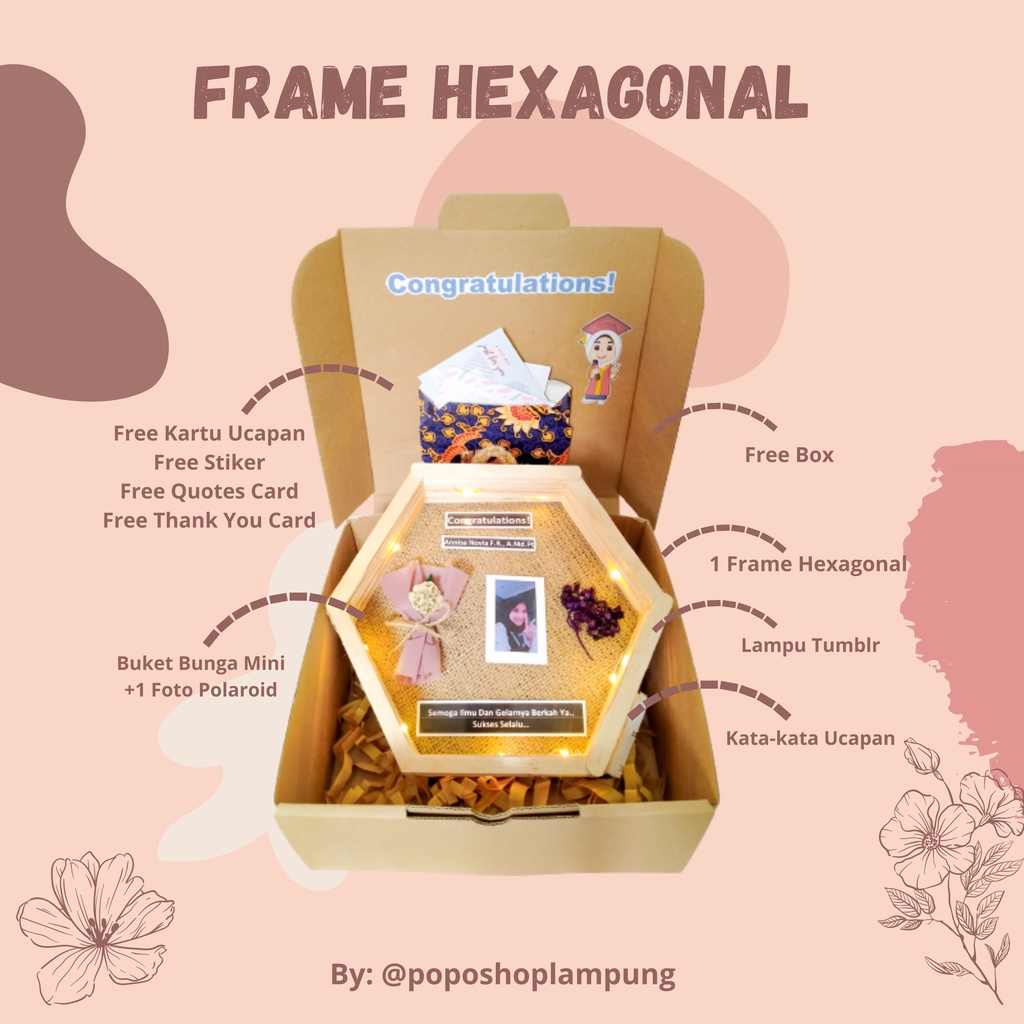 Hampers Kado Ulang Tahun Kado Aestetic Kado Anniversary Frame Hexagonal