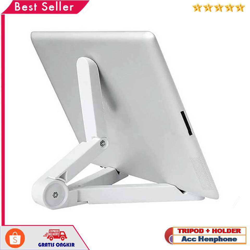 DUDUKAN HP & TABLET / IPAD 7-10 INCI KAKI 3 | FOLDING STAND HOLDER PHONE FOR ALL SMARTPHONE UNIVERSA