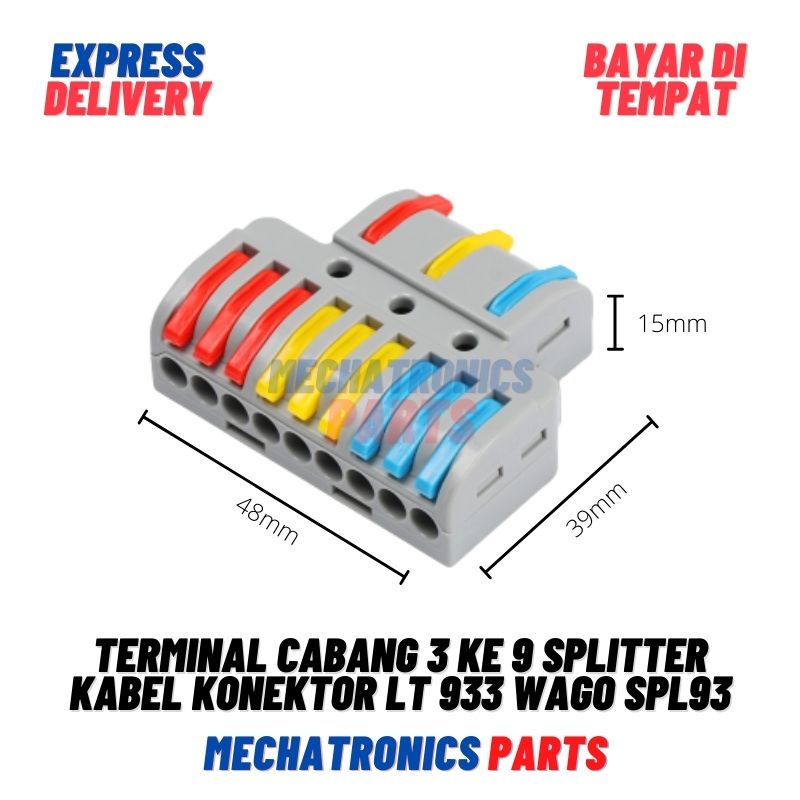 Terminal Cabang 3 ke 9 Splitter Kabel Konektor 3x9 LT 933 Wago SPL93