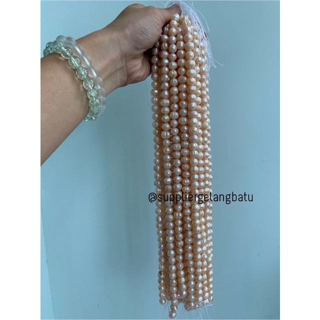 Bahan Mutiara Air Tawar Barok / Baroque PEACH 10 x 16mm Bulat pearl