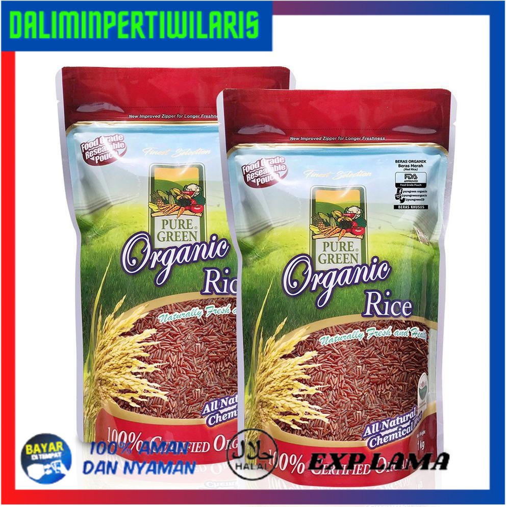 

( BISA COD ) Puregreen Organic Rice Beras Organik Beras Merah (Red Rice) paket 2 x 1kg EKSLUSIF