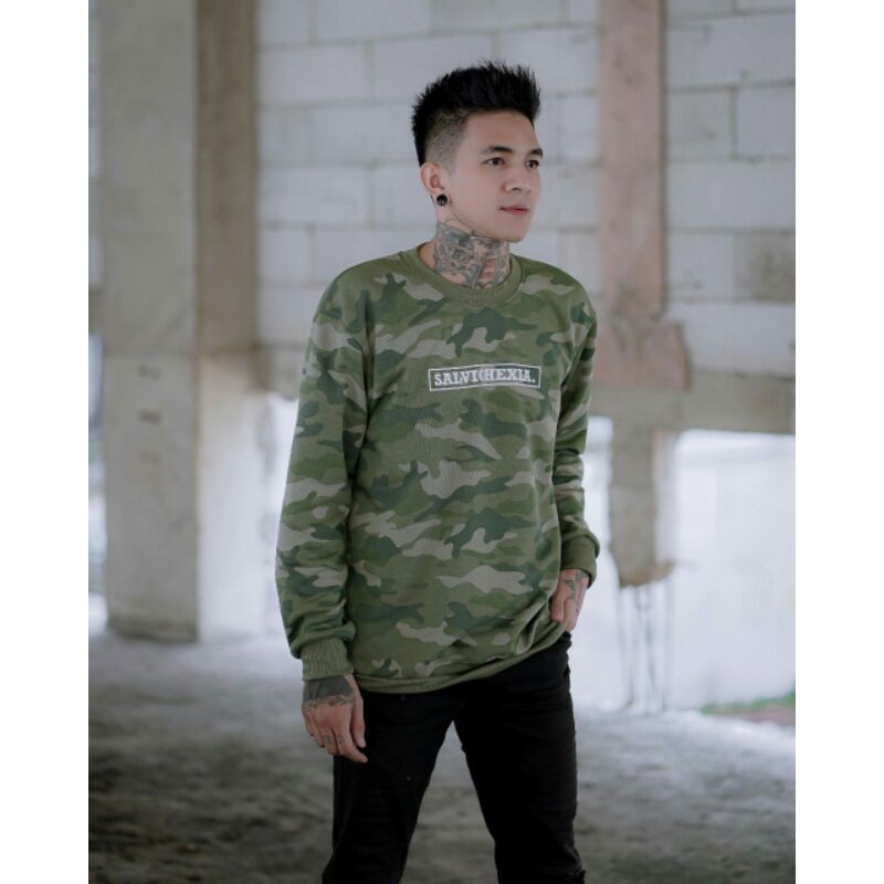 Sweater Hoodie Salviohexia Loreng Camo Jaket Pria Slvhx