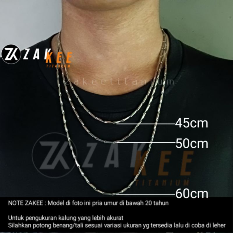 Kalung Titanium Pria Wanita Rantai Anti Karat Rante Biji Padi Silver Perak Variasi Emas Cowok Cewek Stainless Steel