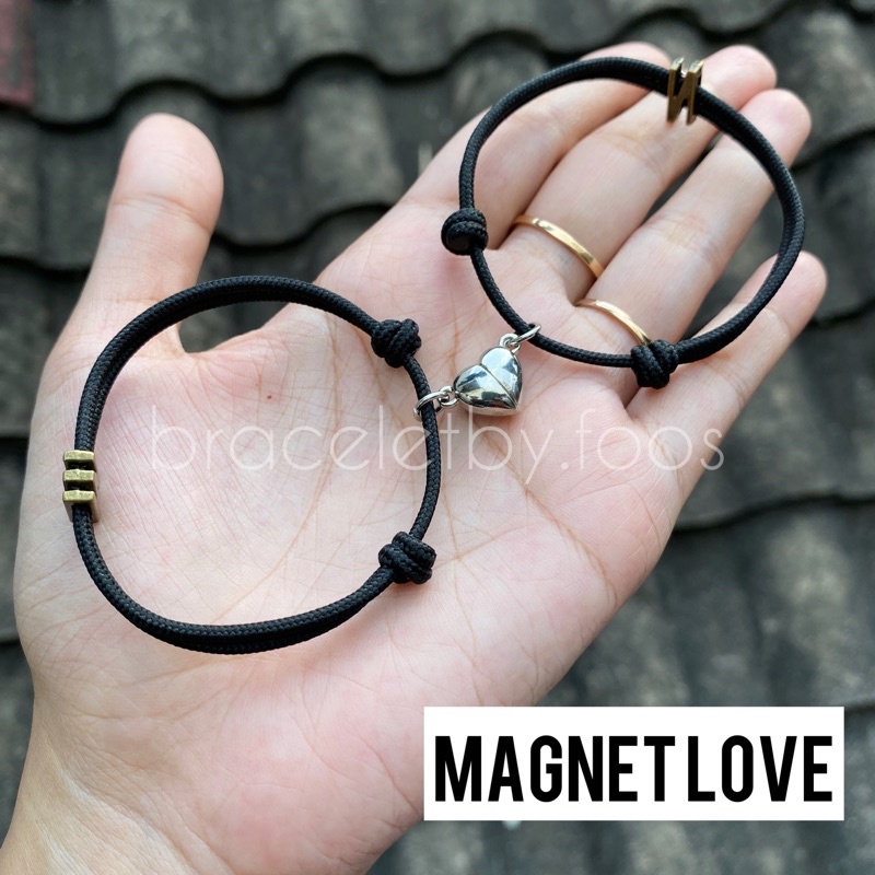 GELANG COUPLE LOVE MAGNET - GELANG COUPLE INISIAL - braceletby.foos
